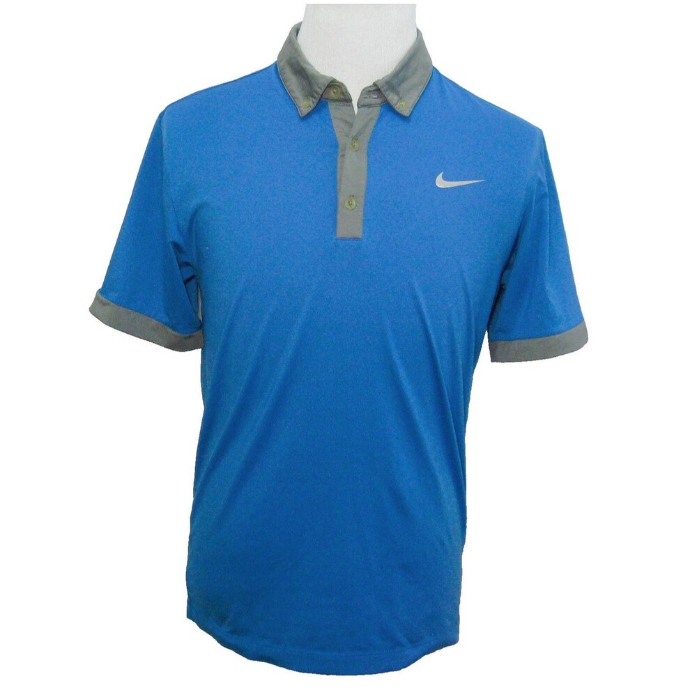 NIKE GOLF Tour Performance Men's (Small) Blue Short Sleeve Polo Shirt Dri-Fit